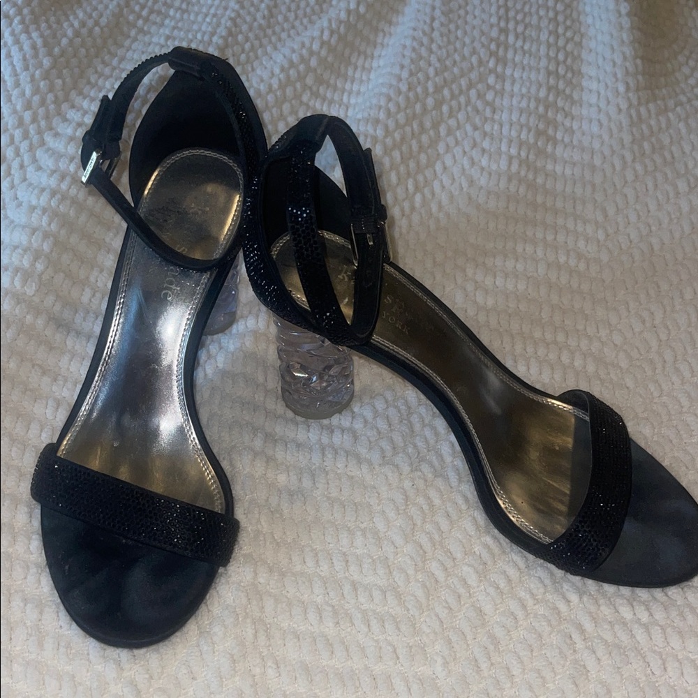 Kate Spade Black Heels with Clear Block Heel